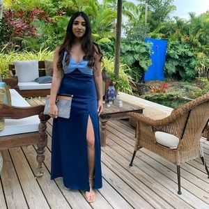 NWT Nasty Gal Blue Satin Maxi Wedding Dress